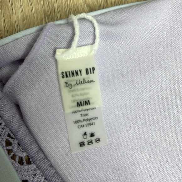 Skinny Dip by Melissa Lavender Lace Trim Triangle Bikini Top Padded Cup Size M - Picture 6 of 8